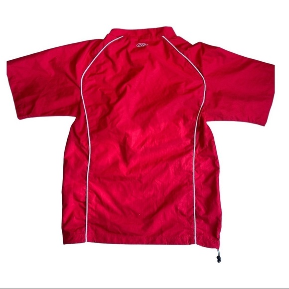 Rawlings Men’s 1/4 Zip Short Sleeved Red Wind Breaker Jacket - Picture 5 of 10